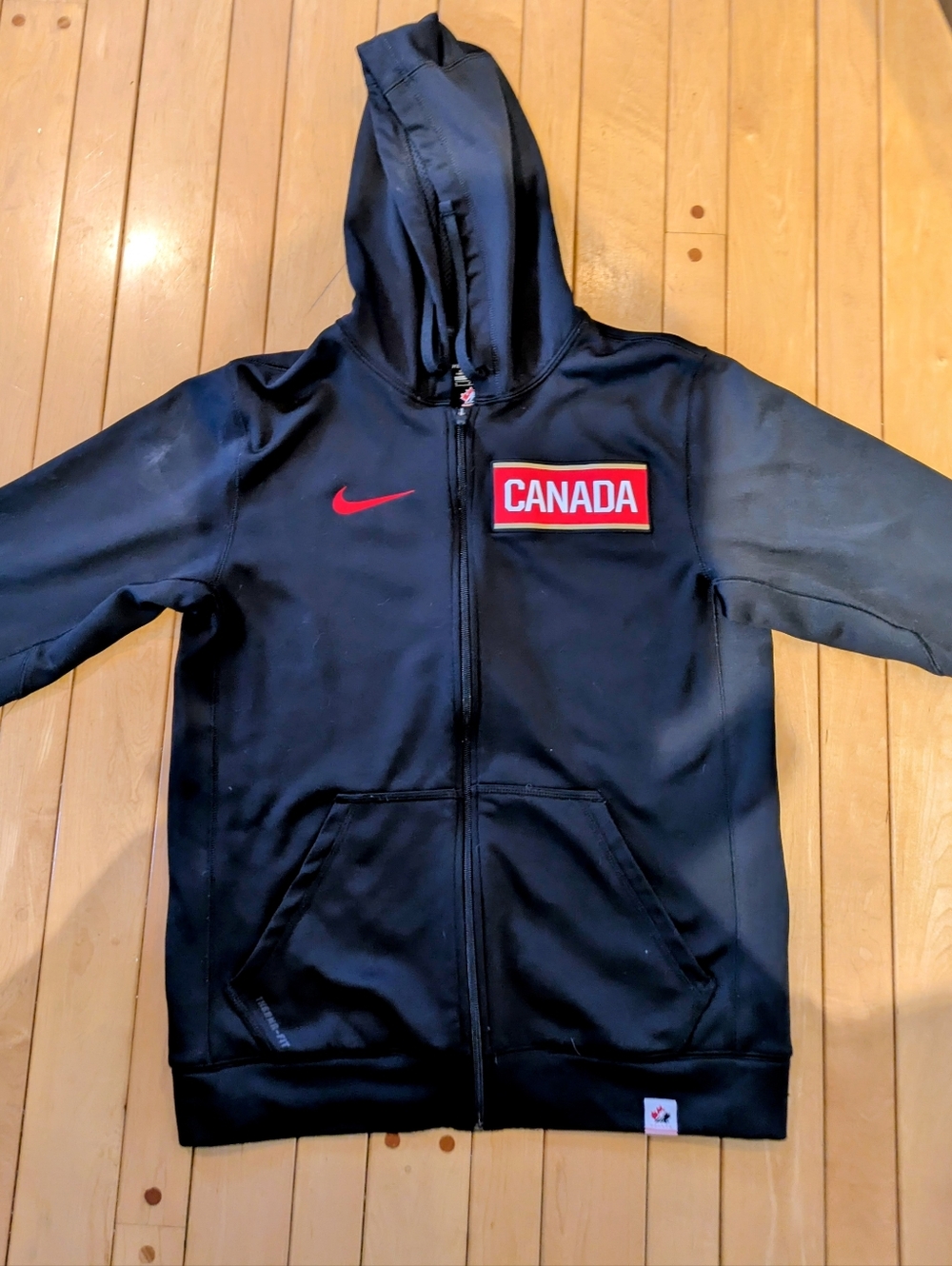 Nike Black Zip Hoodie with Red Canada Patch